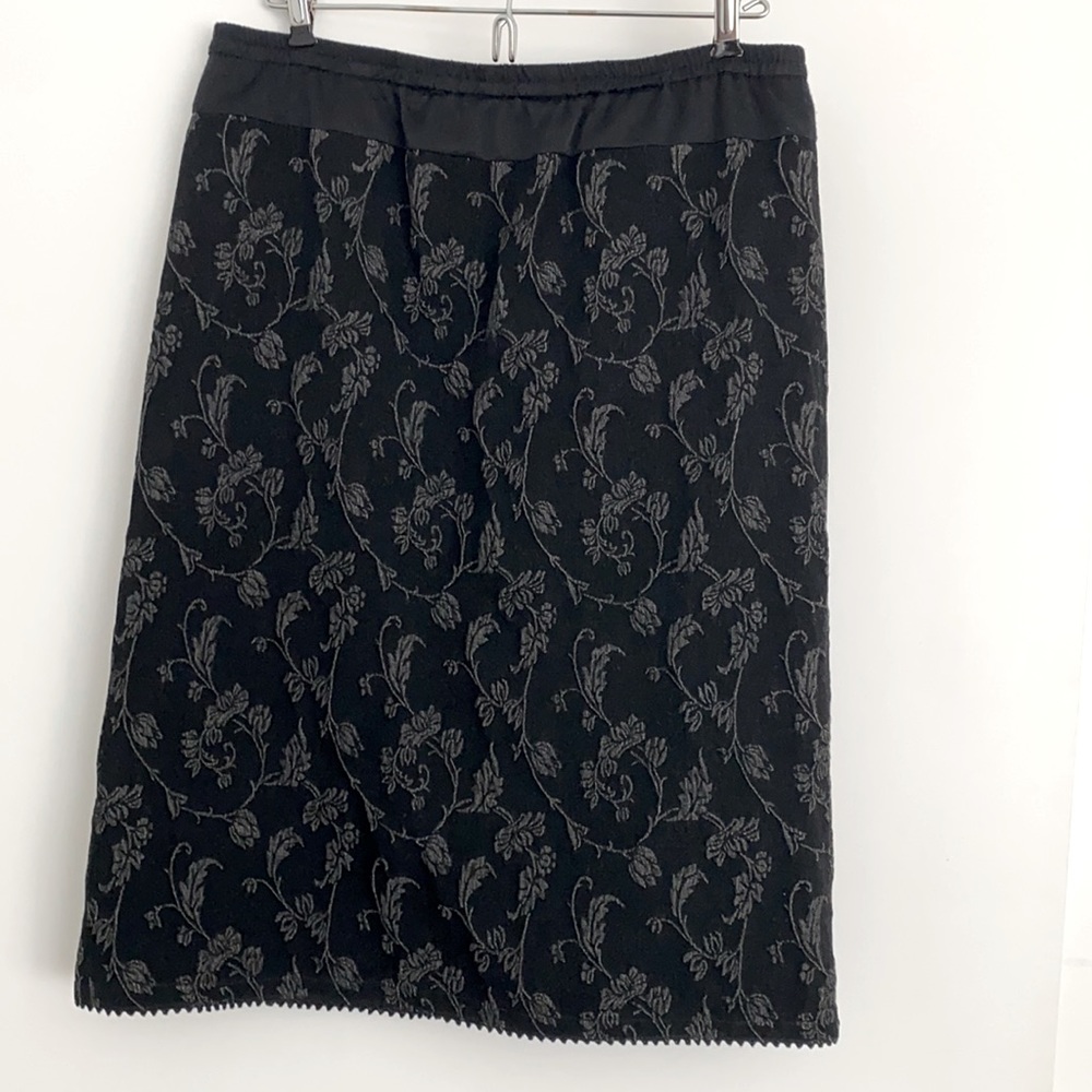 Whistles of London Black and Grey Floral Detailed Skirt